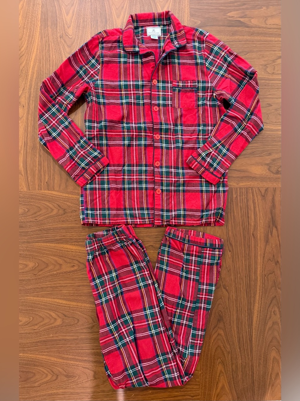 Petite Plume Kids Size 14 Red Plaid Flannel Pajama Set Christmas